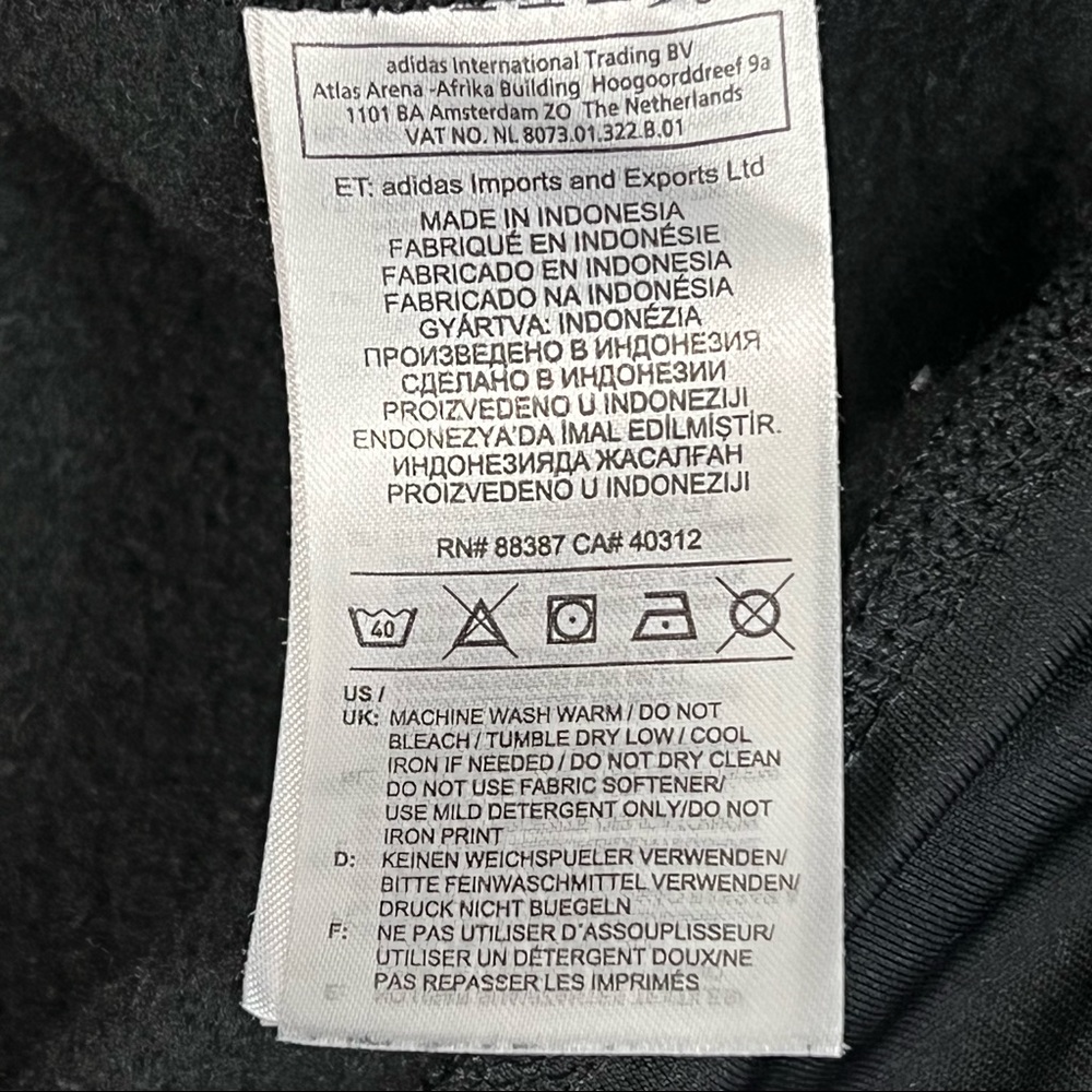 ADIDAS HOODIE Black Unisex Essential Big Logo Fleece Sweatshirt - Picture 7 of 8